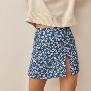 NWOT Reformation blue slit margot skirt